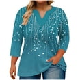 thumbnail image 2 of Ounisa Womens Plus Size Tops V Neck T Shirts 3/4 Sleeve Blouse Summer Casual Tees, 2 of 5