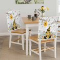 thumbnail image 5 of Bees Dwarfs Dining Chair Back Cover Only, Springs White Daisy Branch Wood Striped Set of 8 Chair Back Covers, Removable Washable for Dining Room, Banquet & Holiday Decoration, 5 of 9