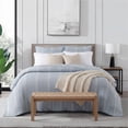 thumbnail image 6 of Mainstays Essentials Full/Queen Stripe Quilt, Blue Coverlet, Lightweight & Reversible Bedding, 6 of 9