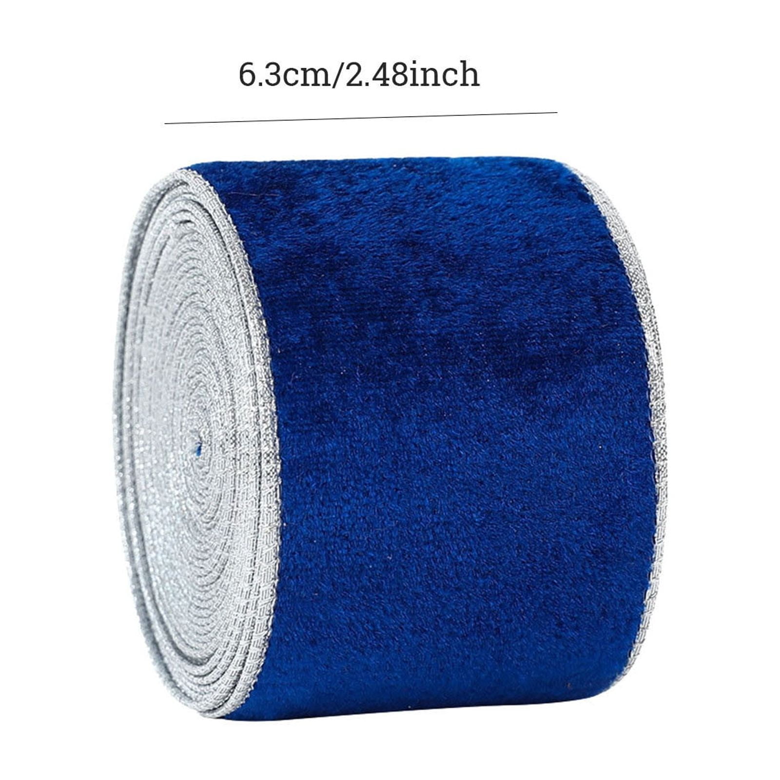 Christmas Velvet Ribbon Wired, 5.5 Yards 2.5 Inch Wide Double Faced Velvet Glitter Ribbon for Christmas Tree Garland, Gift Wrapping, Wreath Bow, Outdoor Decoration