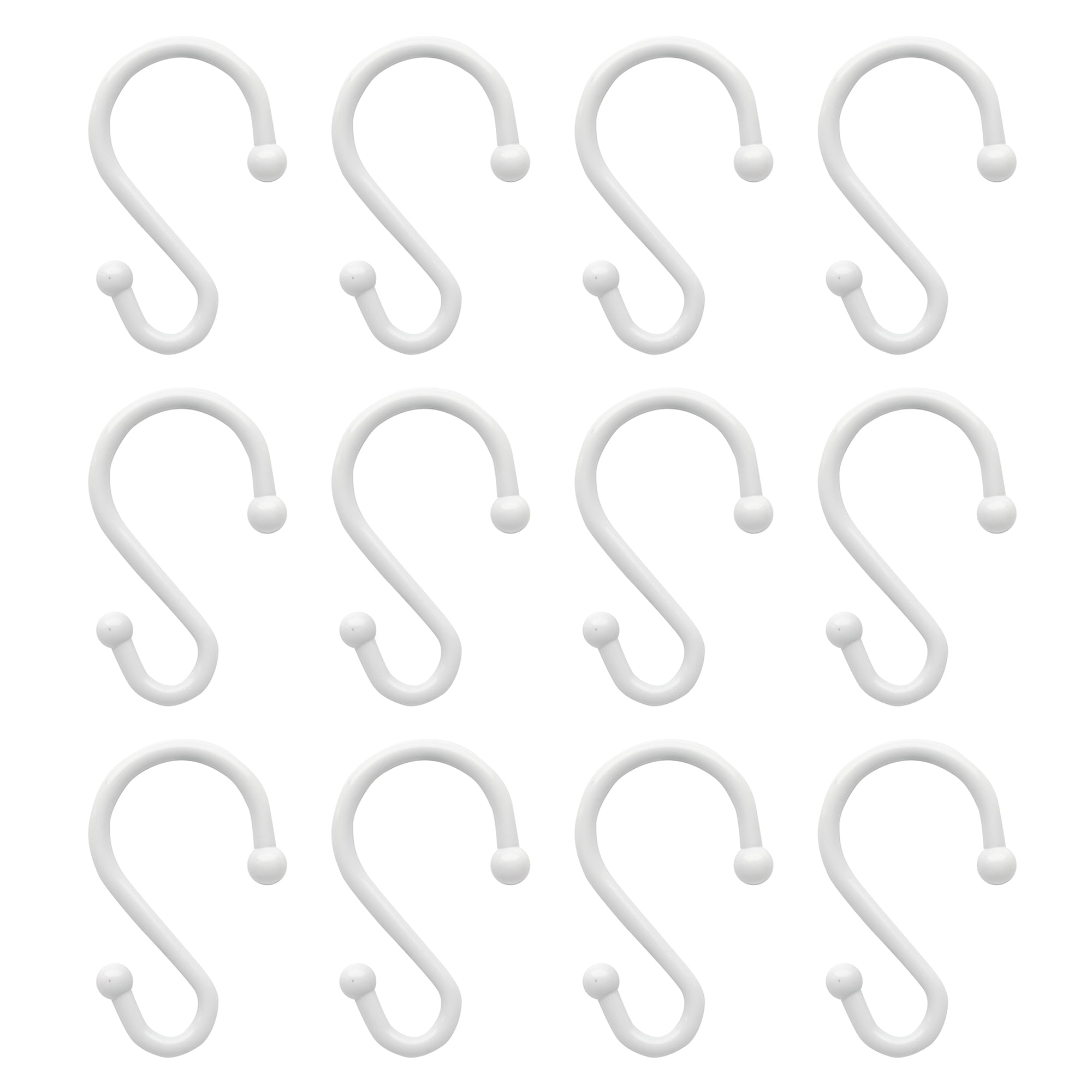 Better Homes & Gardens S Shaped Rustproof Shower Curtain Hooks White , Set of 12