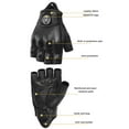 thumbnail image 3 of MJMOTO Vintage Leather Motorcycle Gloves Half Finger Touchscreen Off Road Riding Gloves with Hard Shell Protection Breathable Motorcyclist Gloves, 3 of 7