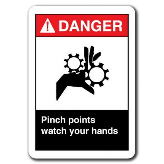 Danger Sign - Pinch Points Watch Your Hands 7"x10" Plastic Safety Sign ansi osha