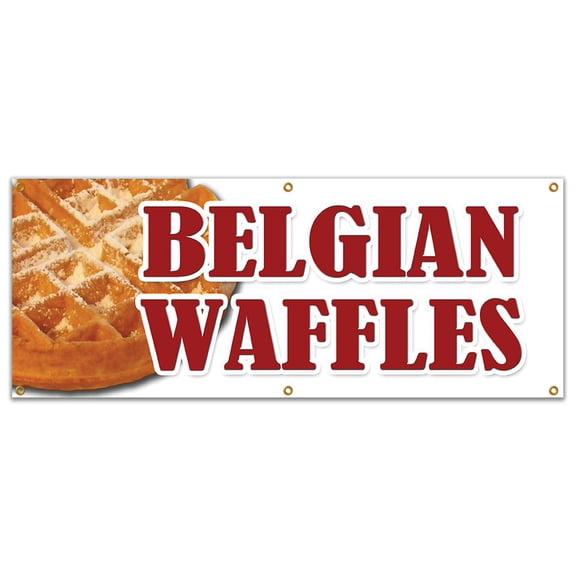 72" BELGIAN WAFFLES BANNER SIGN dessert whipped cream