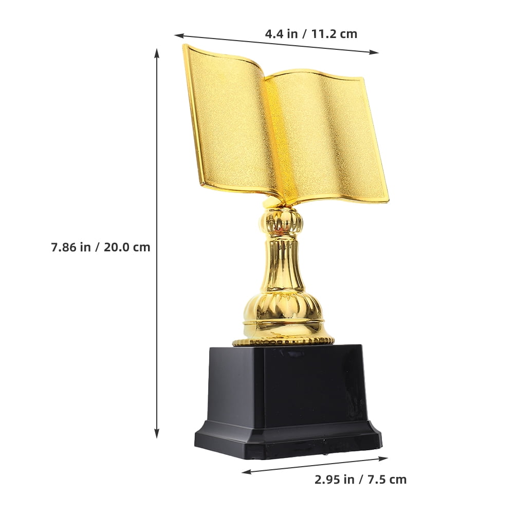 2pcs Gold Reading Trophy Kids Book Shaped Plastic Trophy Cup Large Gold Award Trophy for Reading Competition Prize