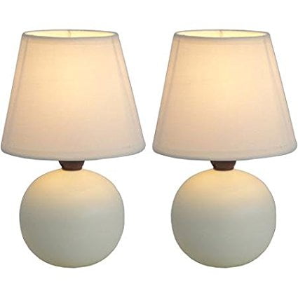 Mini Set Up Lamp Bases (Mini Ceramic Globe Table Lamp 2-Pack Set, Off White, Simple Designs Mini Ceramic Globe Table Lamp 2-Pack Set: 2 mini globe shaped ceramic bases By Simple)