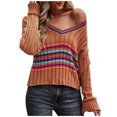 thumbnail image 1 of Blusa adelgazante de empalme de punto de manga larga para mujer Suéteres con cuello en V Pompotops hdfakjf11547, 1 of 7