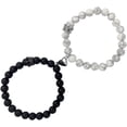 thumbnail image 2 of Conjunto de pulseras con hebilla magnética | Cuentas naturales de turquesa blanca mate | Ajuste de confort ajustable | Patrones únicos | Cierre magnético seguro | Joyería de moda | 2 Piezas, 2 of 9