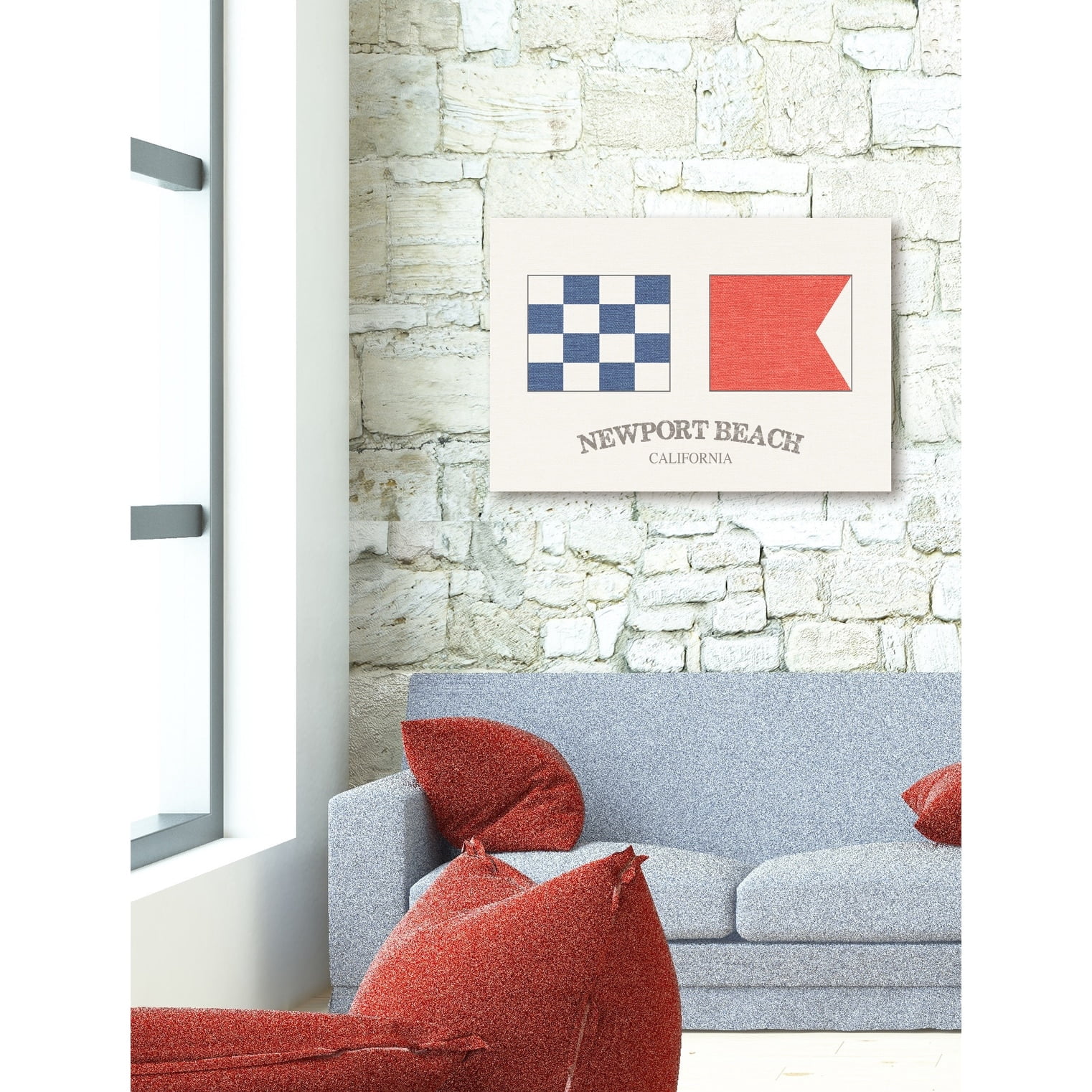 Stupell  Newport Beach Nautical Flags Stretched Canvas Wall Art 16 x 20