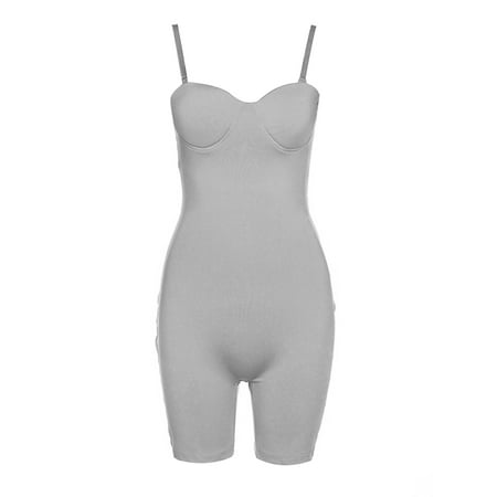 

Ma&Baby Women Casual Bodysuit Solid Color Sleeveless Backless Sling Short Jumpsuit