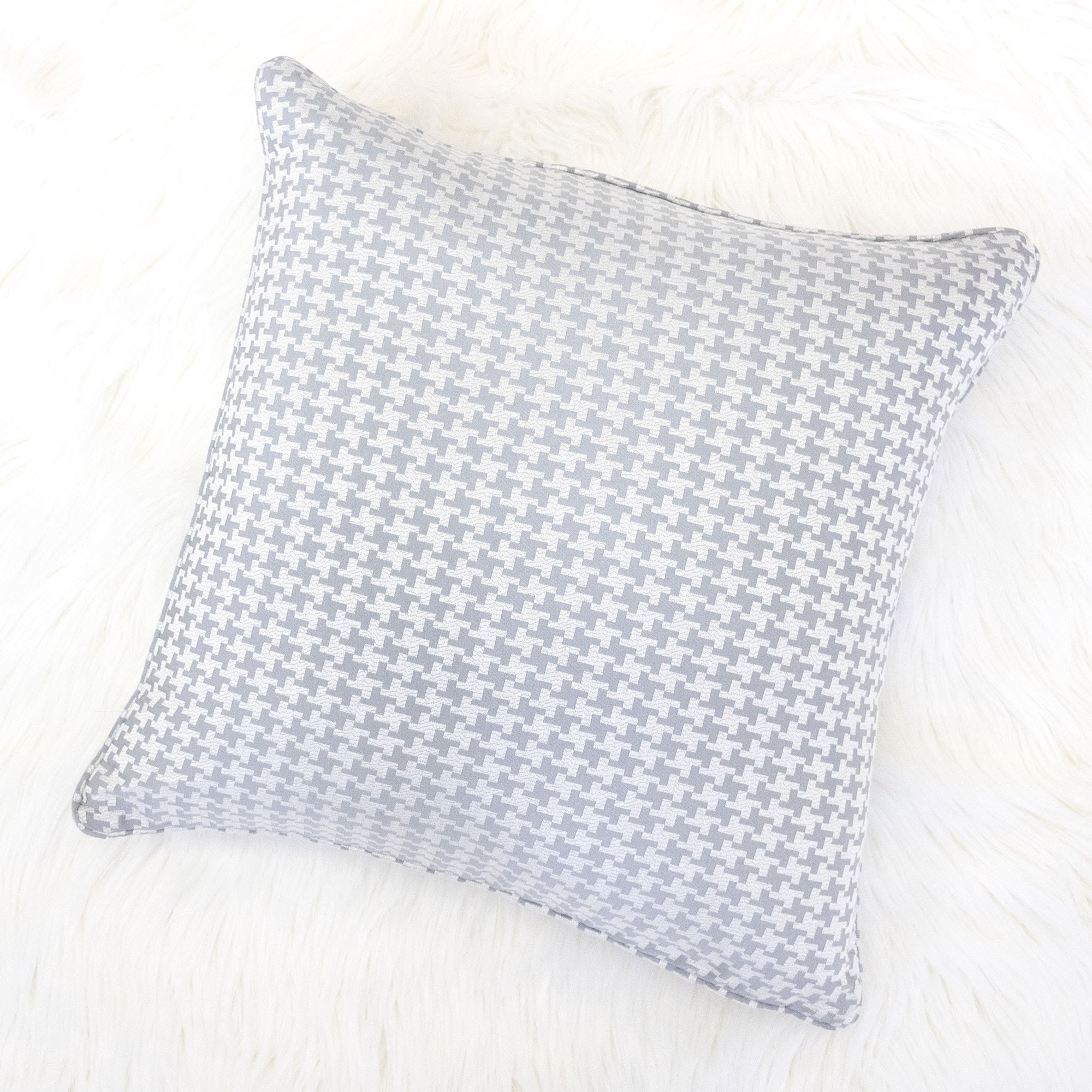 Makayla Silver Geometric Polyester 20 in. x 20 in. Throw Pillow