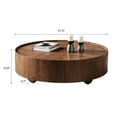 thumbnail image 5 of ENSHUI Minimalist Mid-Century Solid Wood Coffee Table with Storage Drawers, Walnut, 5 of 8
