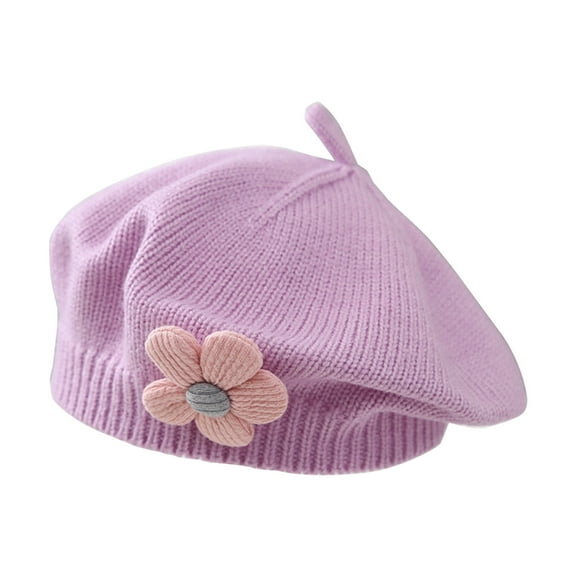 SIEYIO Fashionable Baby Hat Knitted Beret Soft & Breathable Warm Painter Caps Trendy Hair Accessory Headwear for Toddlers Girls