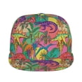 thumbnail image 2 of Daiia Colorful Dinosaur print Flat Bill Hats Flat Brim Trucker Cap Baseball Cap Adjustable Classic Low Profile Hat Unconstructed Plain Cap, 2 of 9