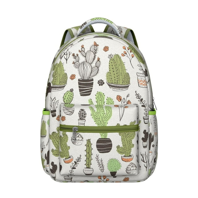 Sac à Dos Scolaire Boho Cactus Style Sud-Ouest Succulente et Rétro Désert Aquarelle Minimaliste Design Botanique pour Étudiants