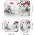 thumbnail image 3 of Retro Japanese Creative Bathroom Shower Curtain Set Watercolor Japan Landscape Samurai Bamboo Print Non Slip Waterproof Bath Mat Toilet Mat Rugs,72" W x 72" L, 3 of 8