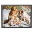 thumbnail image 2 of DIY Kit de bordado completo de punto de cruz impreso perro niña hogar arte regalo manualidades Tmvgtek decoración de arte en el hogar, 2 of 9