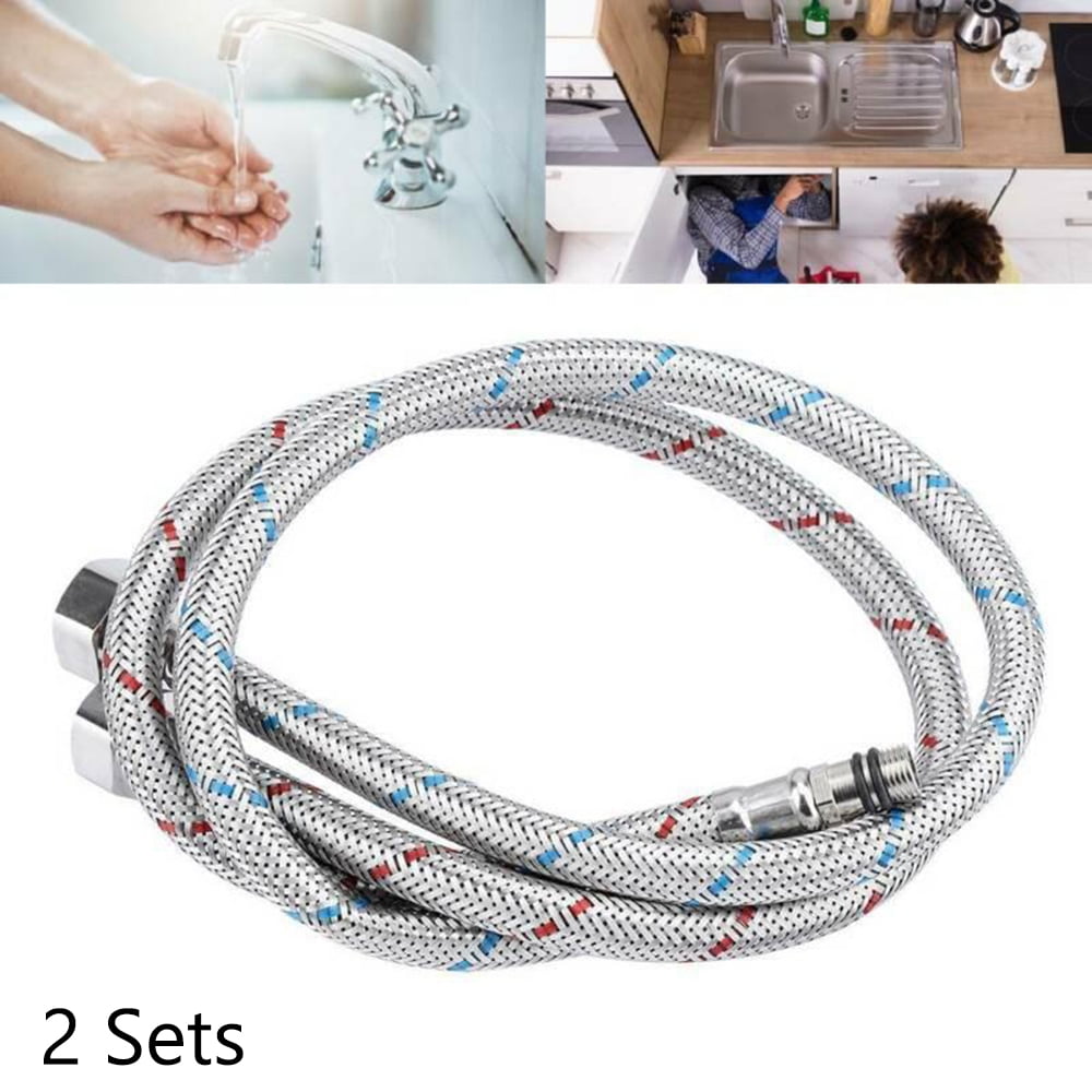 2Sets G1/2 Toilet Tap Connector Flexible Hose Faucet Water Heater Inlet