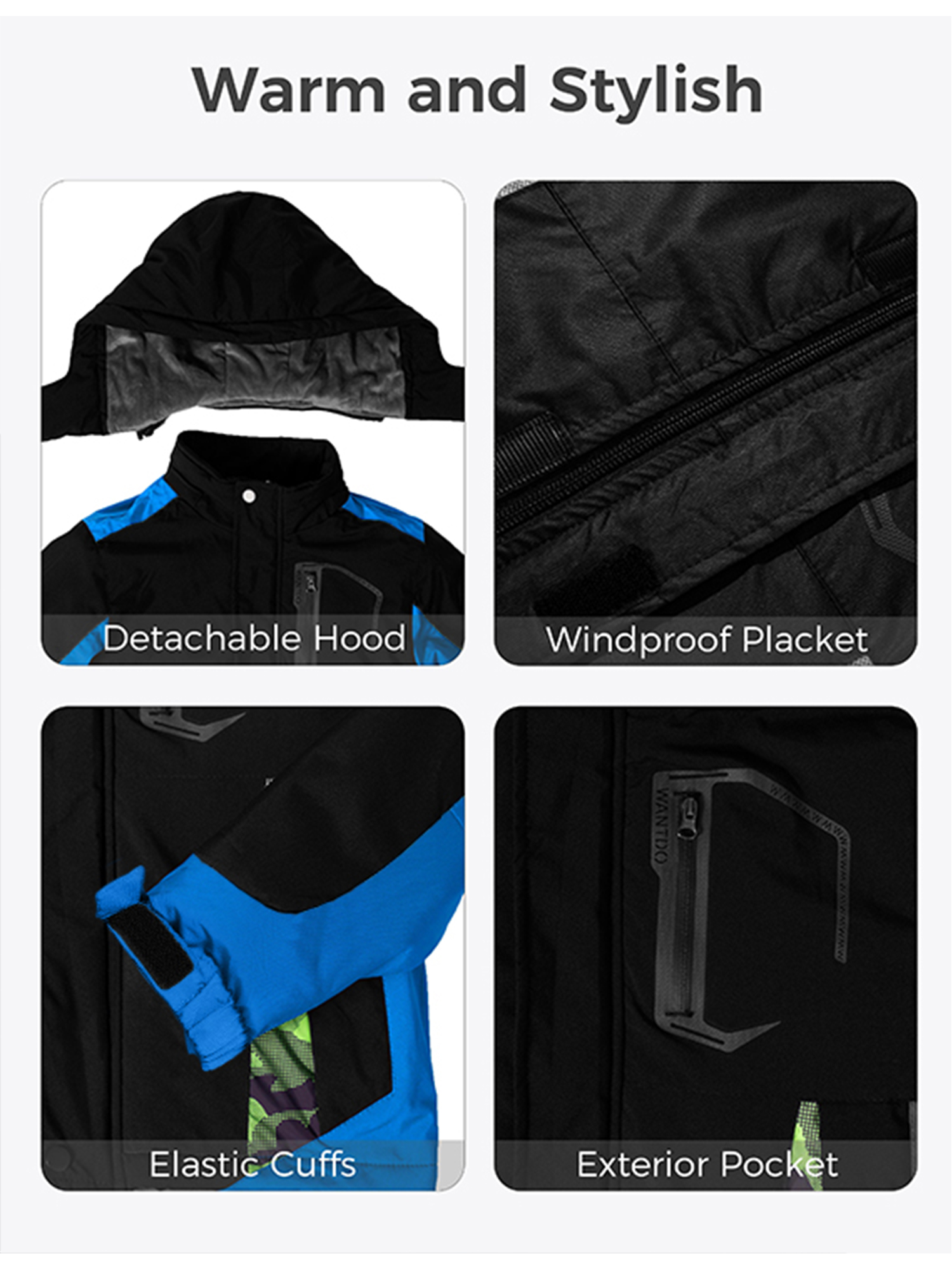 Wantdo Boys' Waterproof Ski Jacket with Removable Hood photo 4