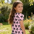 thumbnail image 5 of Girls Summer Shirts Casual Cute Ruffle Sleeve V-Neck T Shirts Loose Fit Tee Tops Fashion Bow Knot Print Tops Blouses Watermelon Red 10-11Y, 5 of 6