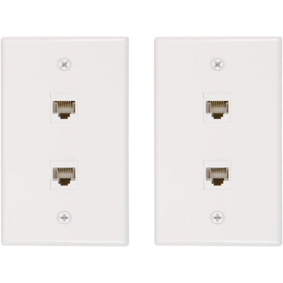 Buyer's Point 2 Port Cat6 Ethernet Wall Plate, Female-Female White (2, 2 Port)
