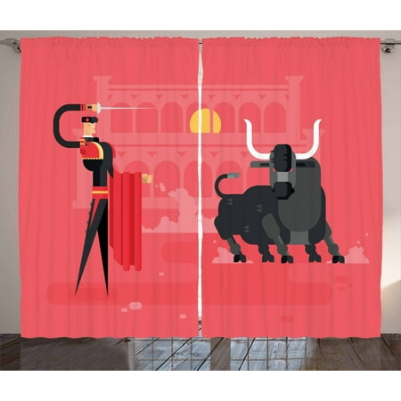 Spanish Curtains 2 Panels Set Computer Art Featured Matador With