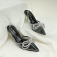 thumbnail image 3 of JENN ARDOR Women's Low Heels Slingback Bow Kitten Pumps Rhinestone Dressy Shoes, 3 of 5