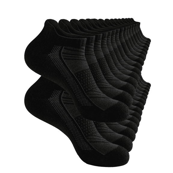 EALLCO 15 Pairs Mens Ankle Socks Low Cut Athletic Socks Classic Breathable Solid Socks