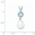 thumbnail image 3 of Sterling Silver Rhodium-plated 8-9mm White Teardrop Freshwater Cultured Pearl and 1.05BT Blue Topaz Pendant QP4645, 3 of 4