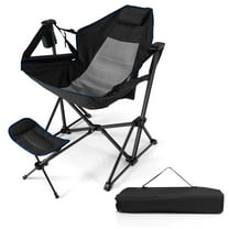 Gymax Hammock Camping Chair w/ Retractable Footrest & Carrying Bag for Camping Picnic Black
