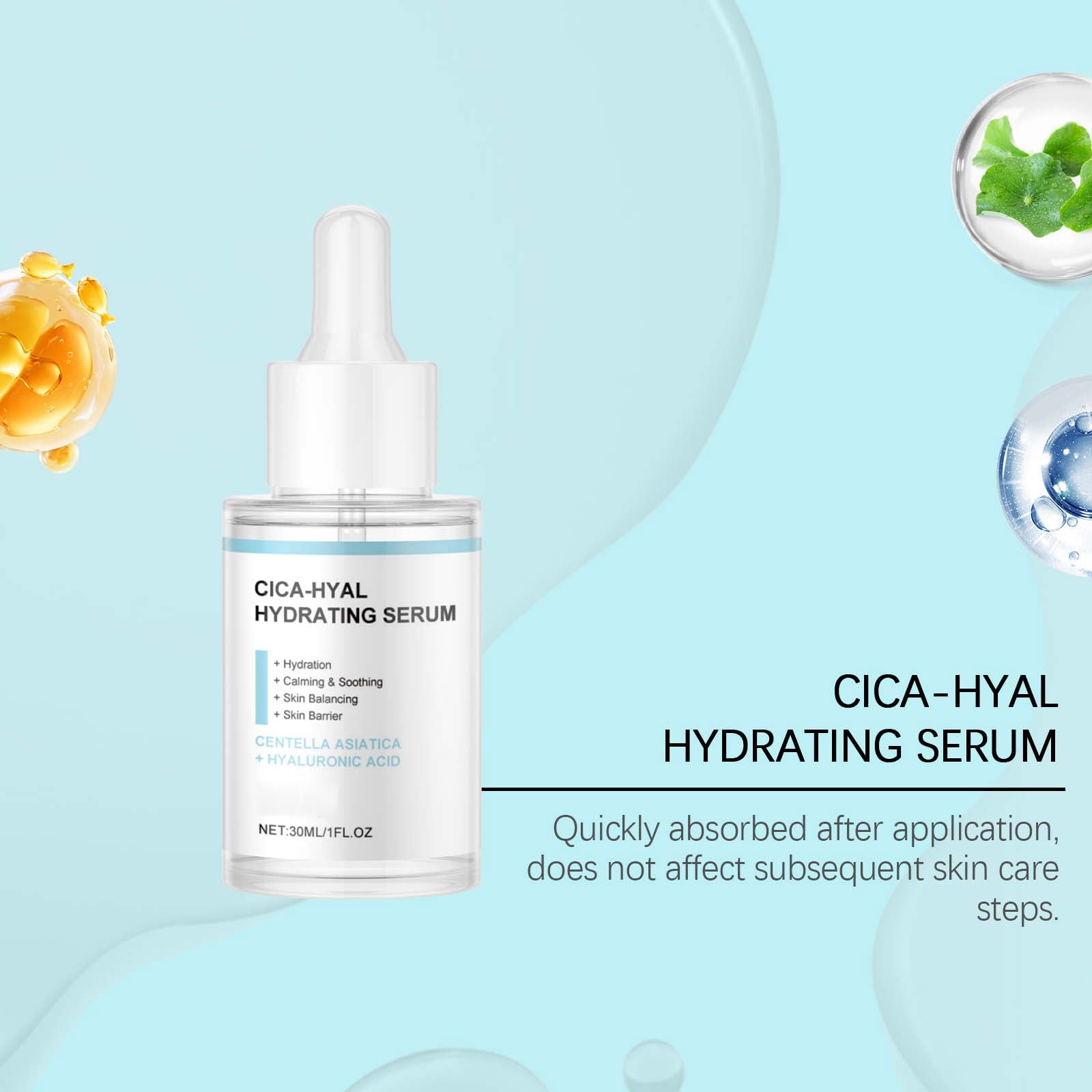 Alvantor Hyaluronic Acid Serum with Centella Asiatica - Moisturizing Face Essence for Dry Skin, 1 fl. oz