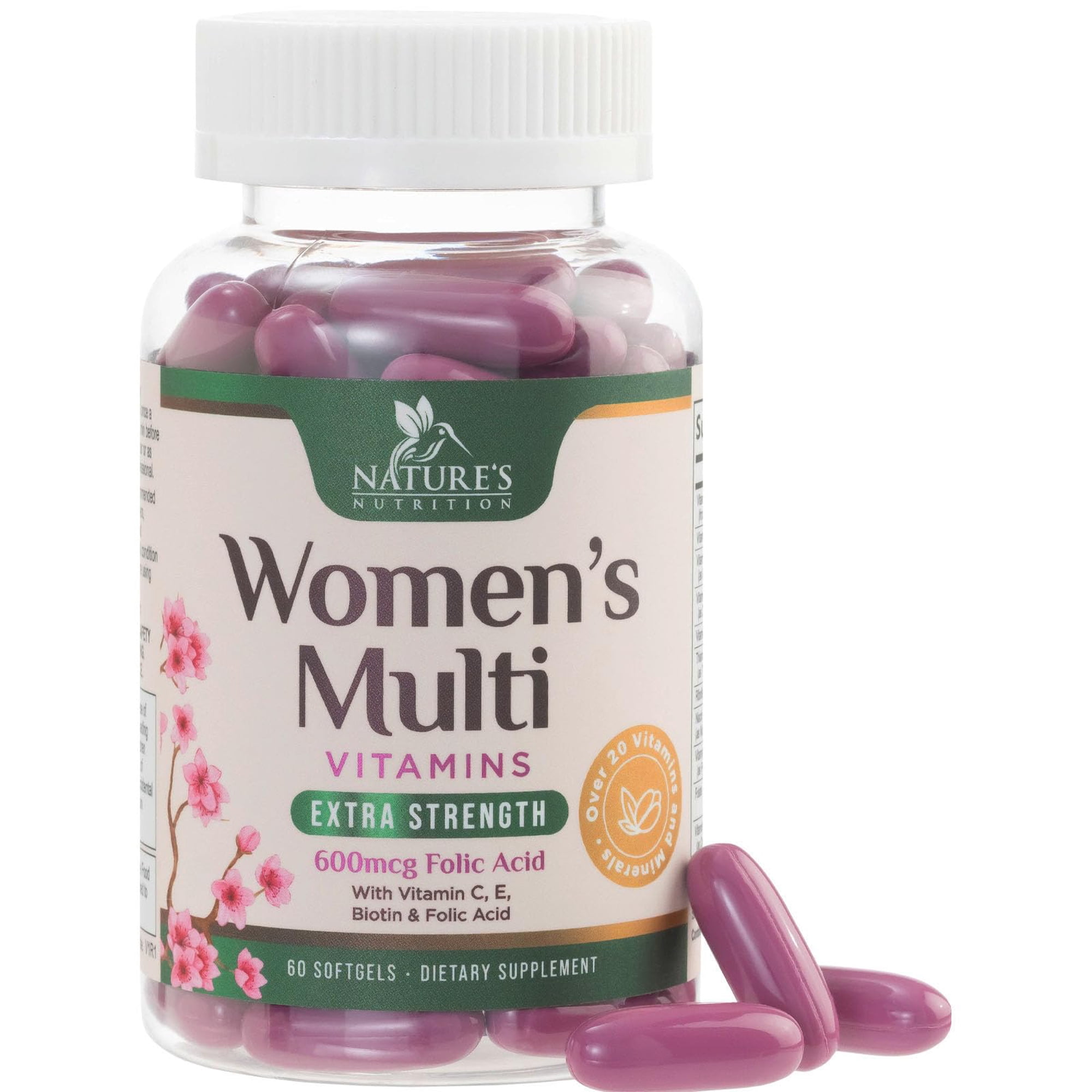 Multivitamin for Women - Complete Daily Womens Multivitamins with Calcium, Folic Acid, Vitamin A, C, D, E, & B Vitamins, Zinc and Iron - Vitamins for Bone, Energy & Immune Support - 60 Softgels