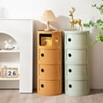thumbnail image 4 of ColourTree 4 Tier Yellow Round Nightstand with Drawers,Small Bedside Table with Storage,Round Storage Cabinet with Sliding Door,Modern End Table Side Table, 4 of 8