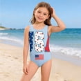 thumbnail image 5 of Grblisyd 4th of July Girls Swimsuits Size 10-12 White, and Blue One Piece Swimwear Athletic Crew Neck Bathing Suit, 5 of 6
