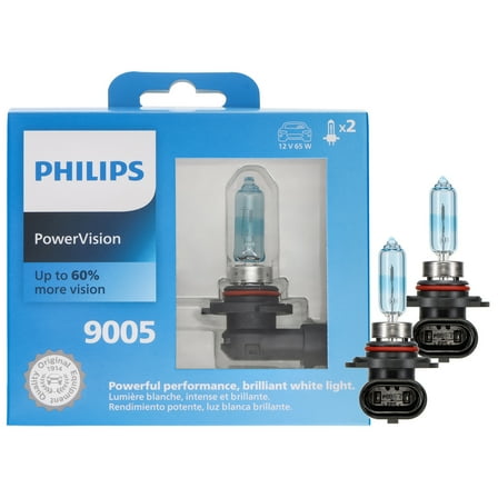 Philips PowerVision 9005 Halogen Headlight Bulbs, 2 pack, Fits Select Vehicles