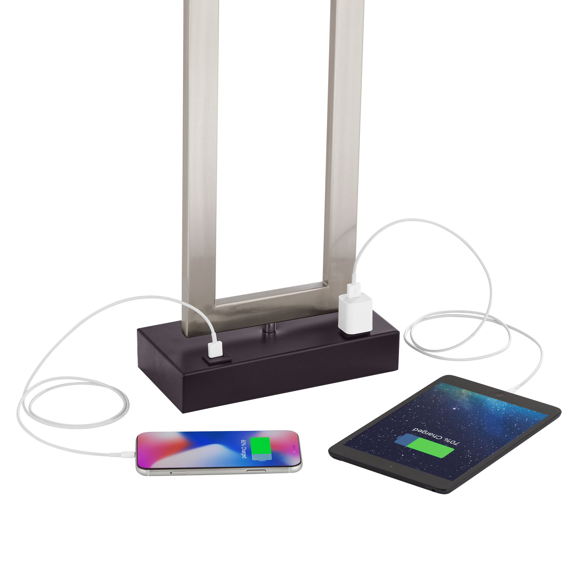 Todd brushed nickel table lamp sale with usb port and outlet