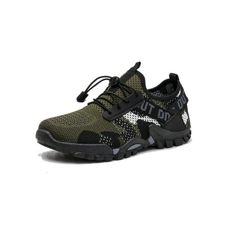 

Lacyhop Men Athletic Wear-resistant Hiking Shoes Comfortable Low Top Fashion Sneaker Breathable Mesh Trekking Shoe Camouflage Green 7