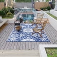 thumbnail image 3 of Demi Bonn 9' x 12' Reversible Floral Outdoor Rug, Waterproof Plastic Straw Floor Mat, Portable RV Camping Carpet, Large Floor Mat for Backyard, Deck, Picnic, Beach, Blue, 3 of 11