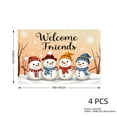 thumbnail image 4 of JOOCAR Welcome Friends Snowmen Christmas Table Mats Set of 4 for Home Kitchen Table Decor 12x18 inch, 4 of 5