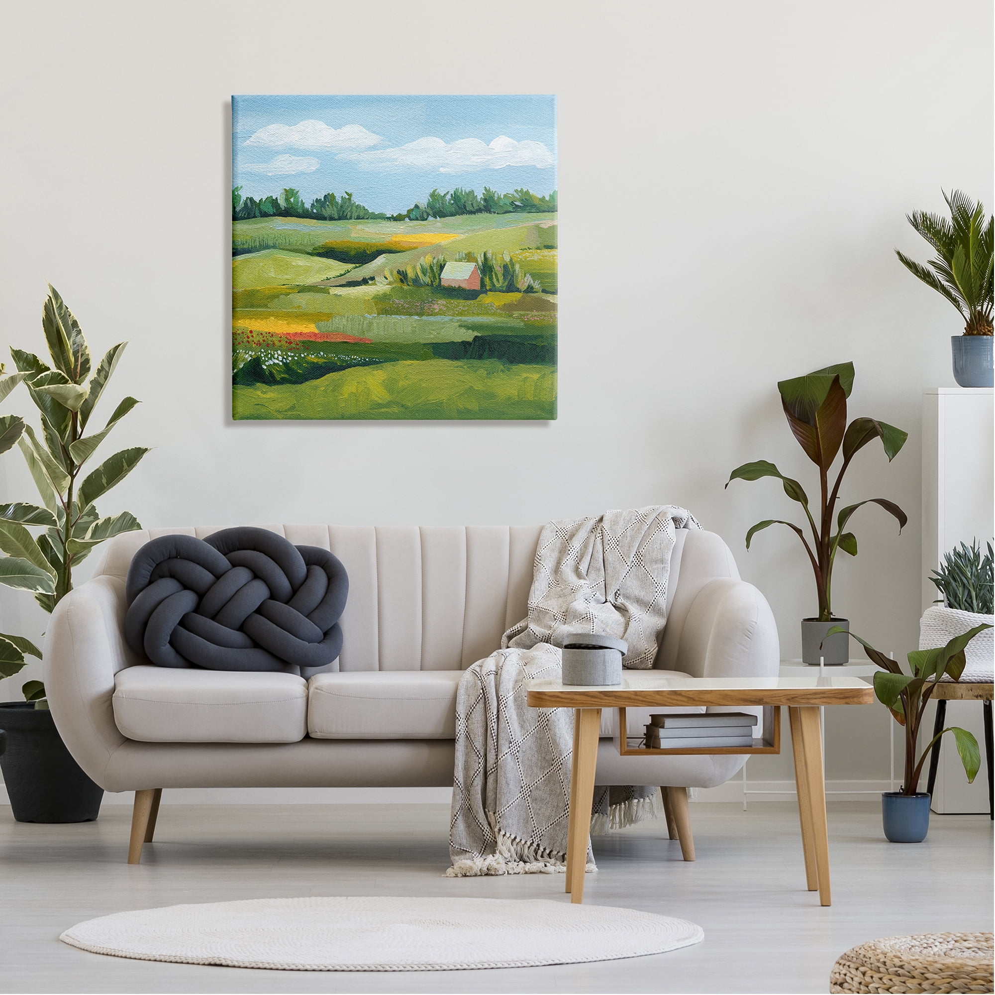 Stupell Peaceful Farmland Fields Greenery Landscape Painting Gallery Wrapped Canvas Print Wall Art