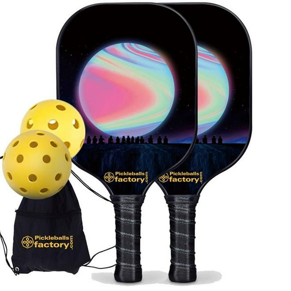 Pickleball Factory PB00032-4-G Near Me Pickleball Set - Pink Balls Best Pickleball Paddles 2023, Pickleball Paddle Bundles, Glassfiber Graphite