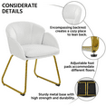 thumbnail image 6 of Alden Design Flower Shape Velvet Accent Chair with Golden Metal Legs for Livingroom, White, 6 of 12