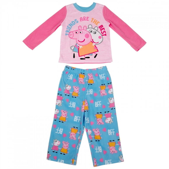 Peppa Pig Amis Sont le Meilleur Bambin Manches Longues 2 Pièces Pyjama Set-Toddler 3T