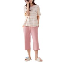 Women's 2 Piece Pajamas Cotton Lightweight Loose Cool Lounge Set Spring Pjs Pajama Set Cute Short Sleeve Shirt Capri Pants Summer Fall Sleepwear Style4 Small
