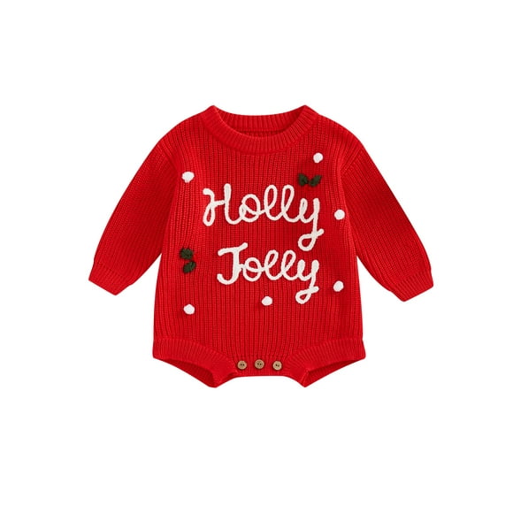 Gupgi Baby Christmas Sweater Newborn Infant Girl Boy Red Knit Romper