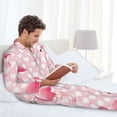 thumbnail image 6 of Salouo Cute Flamingo with Heart Print Button-Front Long Sleeve Pajama Set for Men, Soft 2Pjs Men's Long Sleeve Sleepwear-Medium, 6 of 7