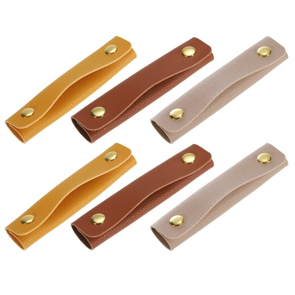 6Pack Handbag Handle Wrap Covers, PU Leather Luggage Grip Protector for Suitcases, Shopping Bag (3 Colors In)