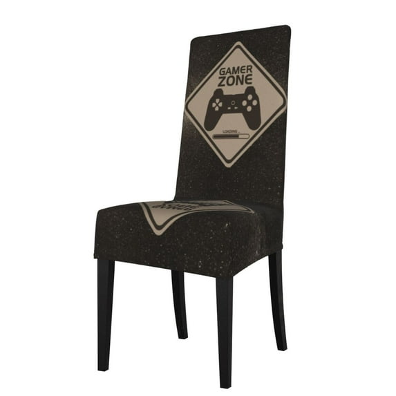 ZICANCN Retro Gaming Area Warning Chair Protectors Seat Covers , Dining Chair Slipcovers for Dining Room Hotel Kitchen Gamer Zone Sign