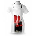 thumbnail image 3 of Movie Theater Apron 3D Illustration Cinema Concept Clapper Board and Popcorn on Theater Seat, Unisex Kitchen Bib Apron with Adjustable Neck for Cooking Baking Gardening, Red Black White, by Ambesonne, 3 of 3