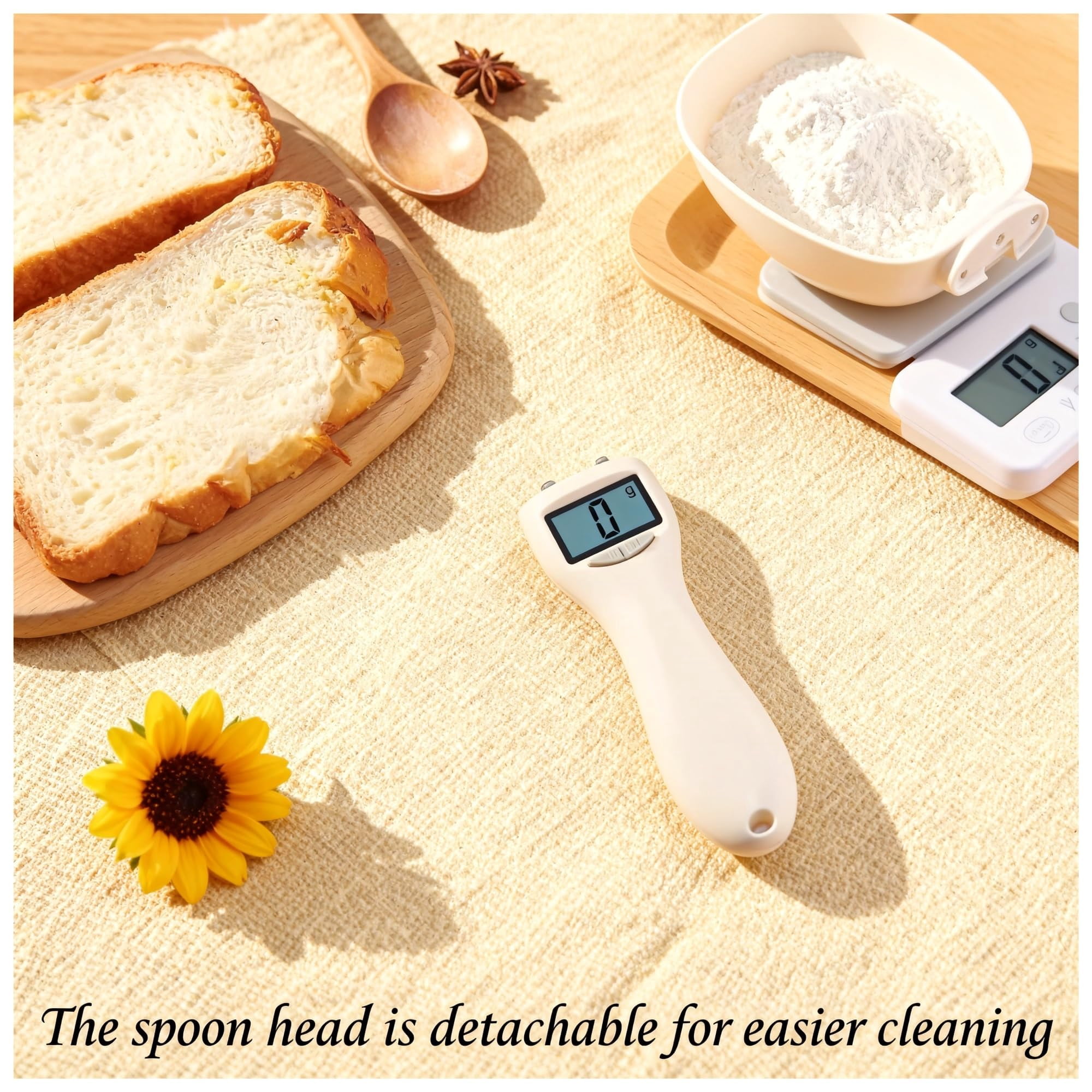 Electronic Measuring Spoon, High Precision 800g/1g Digital Kitchen Scale, LCD Display Tare Function, Detachable for Easy Cleaning, for Pet Food Coffee Milk Powder Baking